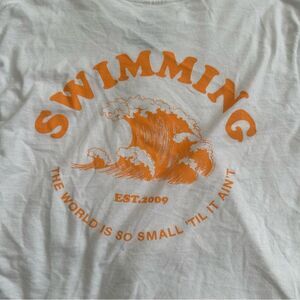 White long sleeve cropped Mac Miller Swimming Top 100% cotton